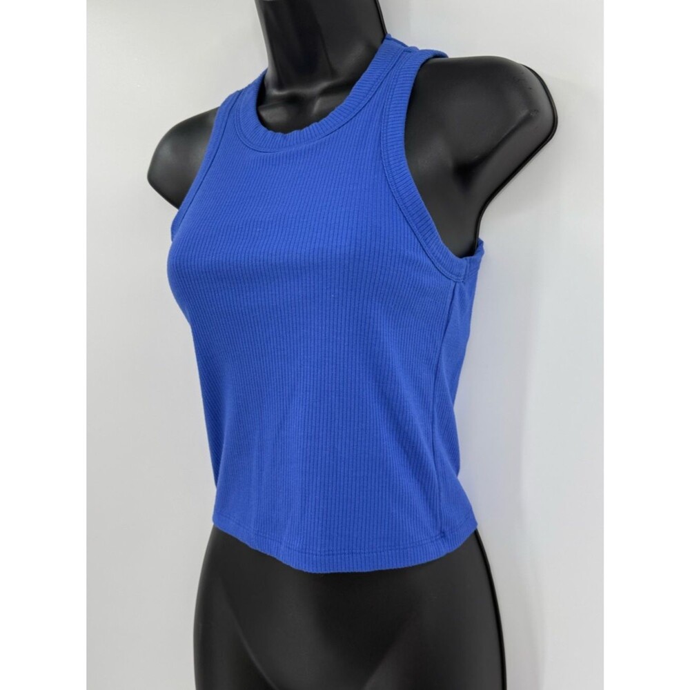 Aqua Athletic Meet and Greet Ribbed Crop Tank | Blue | XS - Picture 1 of 6